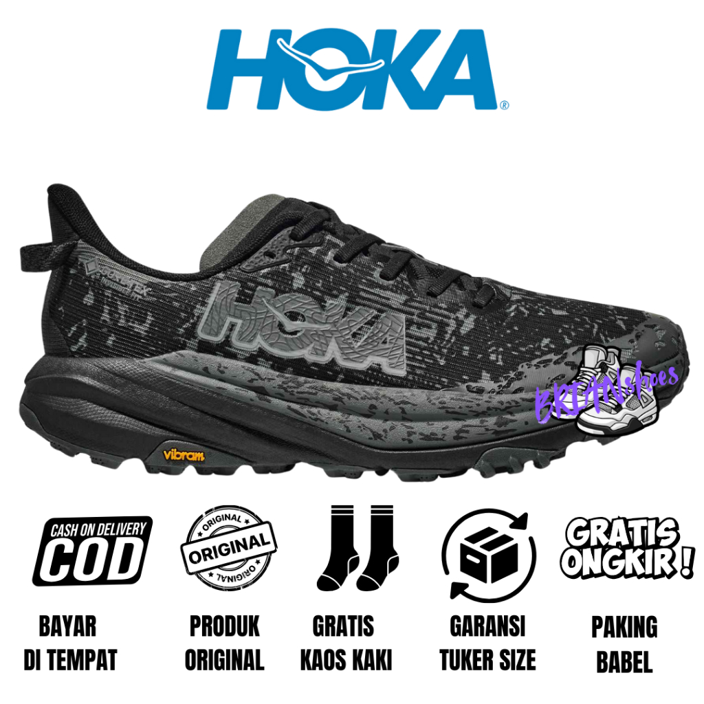 Sepatu Hiking Trailrun Hoka Original Hoka Speedgoat 5 Goretex Black Outer Orbit