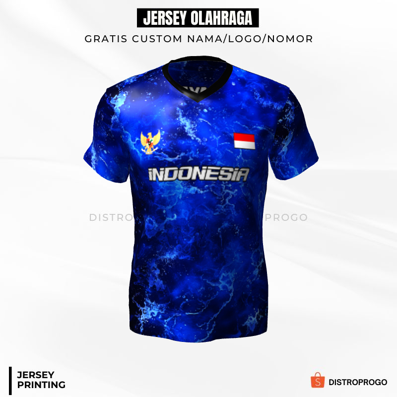 Kaos Jersey Futsal Biru Motif Abstrak 257 - Jersey Olahraga Full Printing