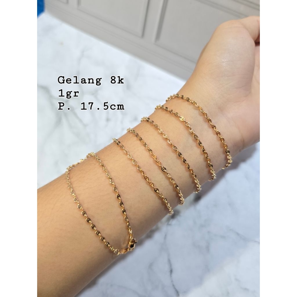 Gelang emas rantai toscano polos Rosegold