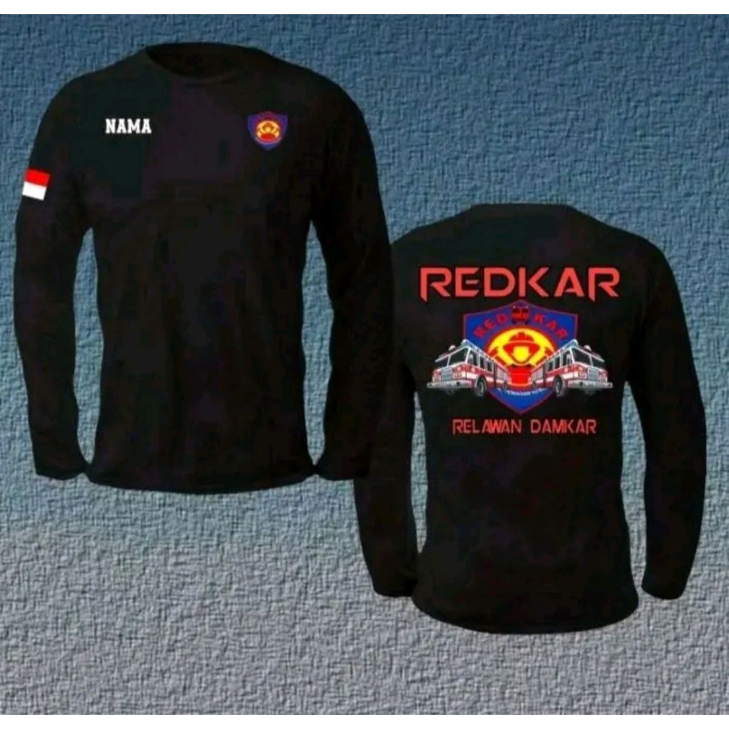Kaos Lengan Panjang Redkar Relawan Damkar || Custom Nama