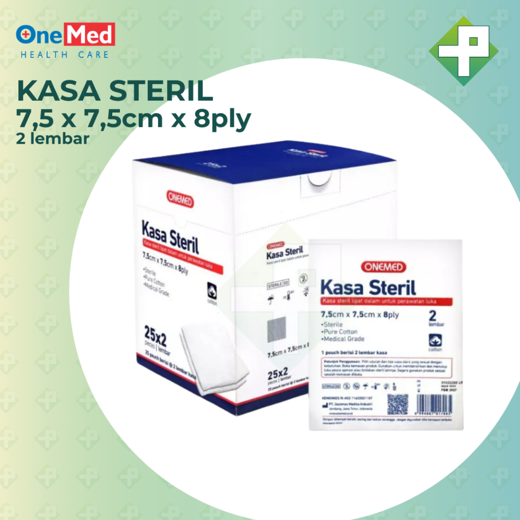 Onemed - Kasa Steril 7,5 x 7,5 cm 8ply Isi 2 Lembar Box isi 25