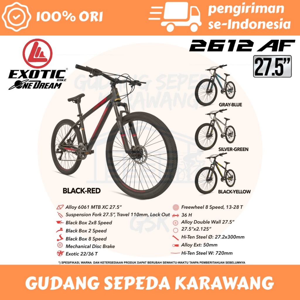 SEPEDA GUNUNG MTB 27.5 INCH EXOTIC 2612 AF 2X8SPEED