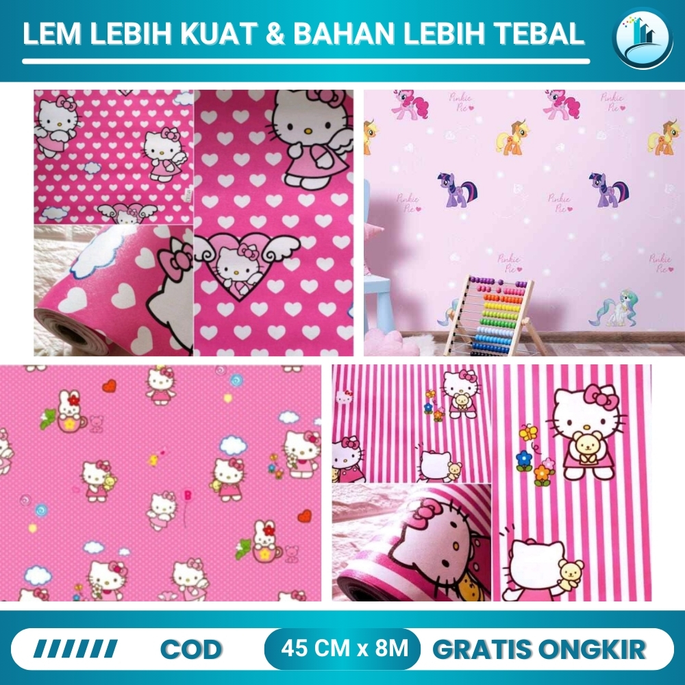 Wallpaper Dinding Hello Kitty Wallpaper Stiker Hello Kitty Walpaper Kamar Tidur Anak Hello Kitty