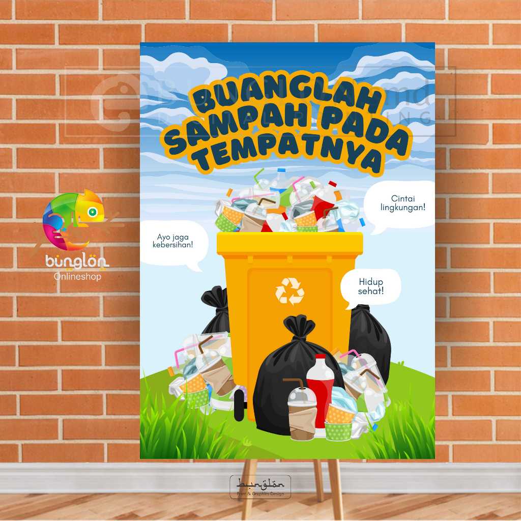 

Poster Buanglah Sampah Pada Tempatnya Model Biru HIjau