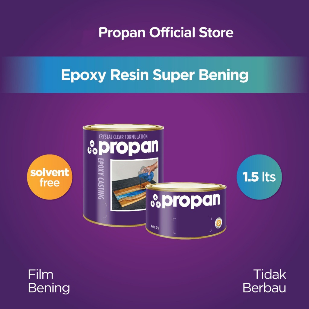 Resin Epoxy Bening untuk Casting dan Finishing Meja, Set 1.5 Liter