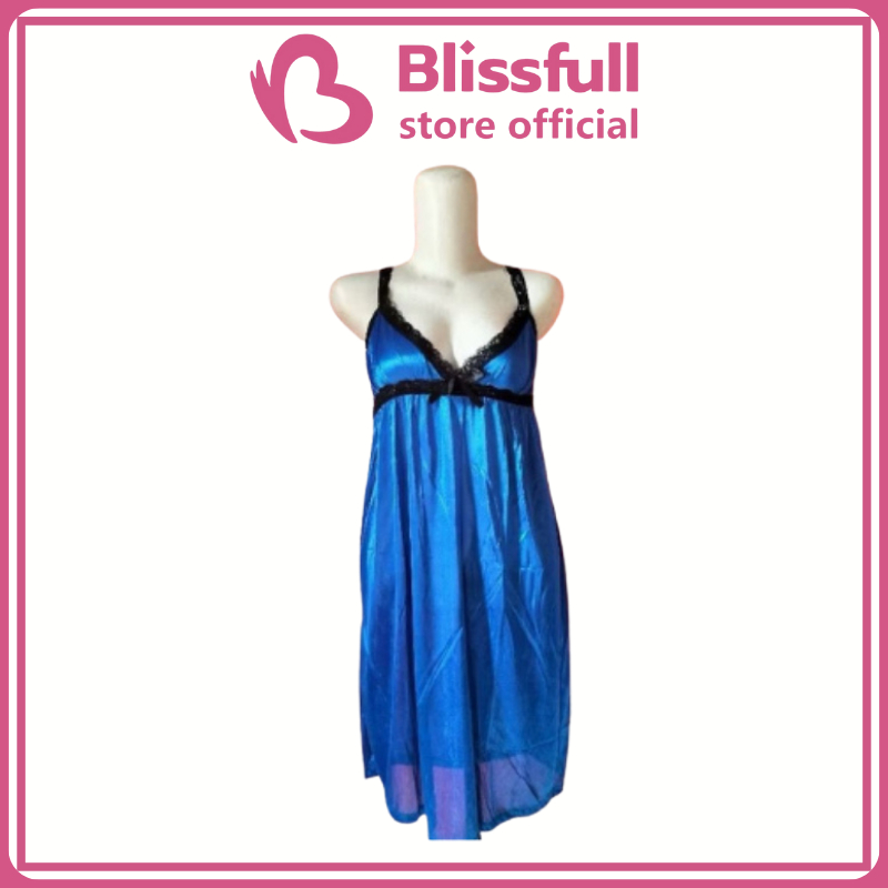 Blissfull - Dress Tidur Wanita Sexy lingerie Pakain Baju Tidur Seksi Bahan Satin Renda