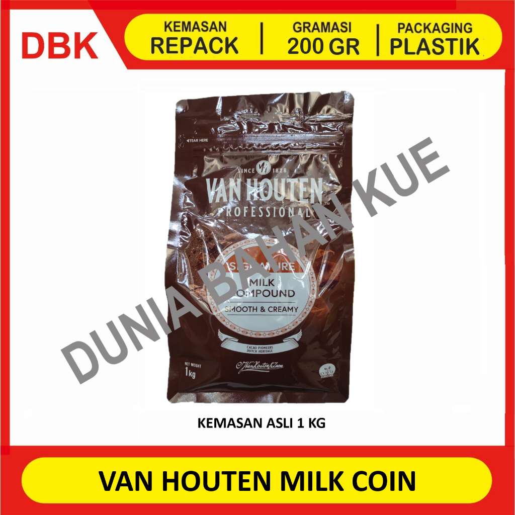 

VAN HOUTEN MILK COIN CHOCOLATE INTENSE BUTTON - REPACK 200 GR / COKELAT COKLAT SUSU KOIN