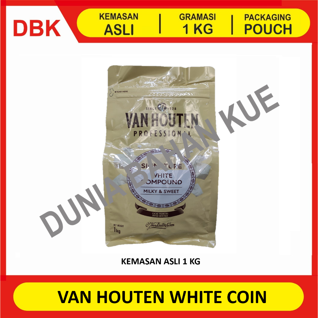 

VAN HOUTEN WHITE COIN CHOCOLATE INTENSE BUTTON - 1 KG / COKELAT COKLAT PUTIH KOIN