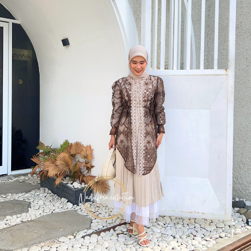 BEST SELLER OUTER BROKAT KONDANGAN WANITA JUMBO 120CM OUTER BROKAT TUNIK LENGAN PANJANG WISUDA