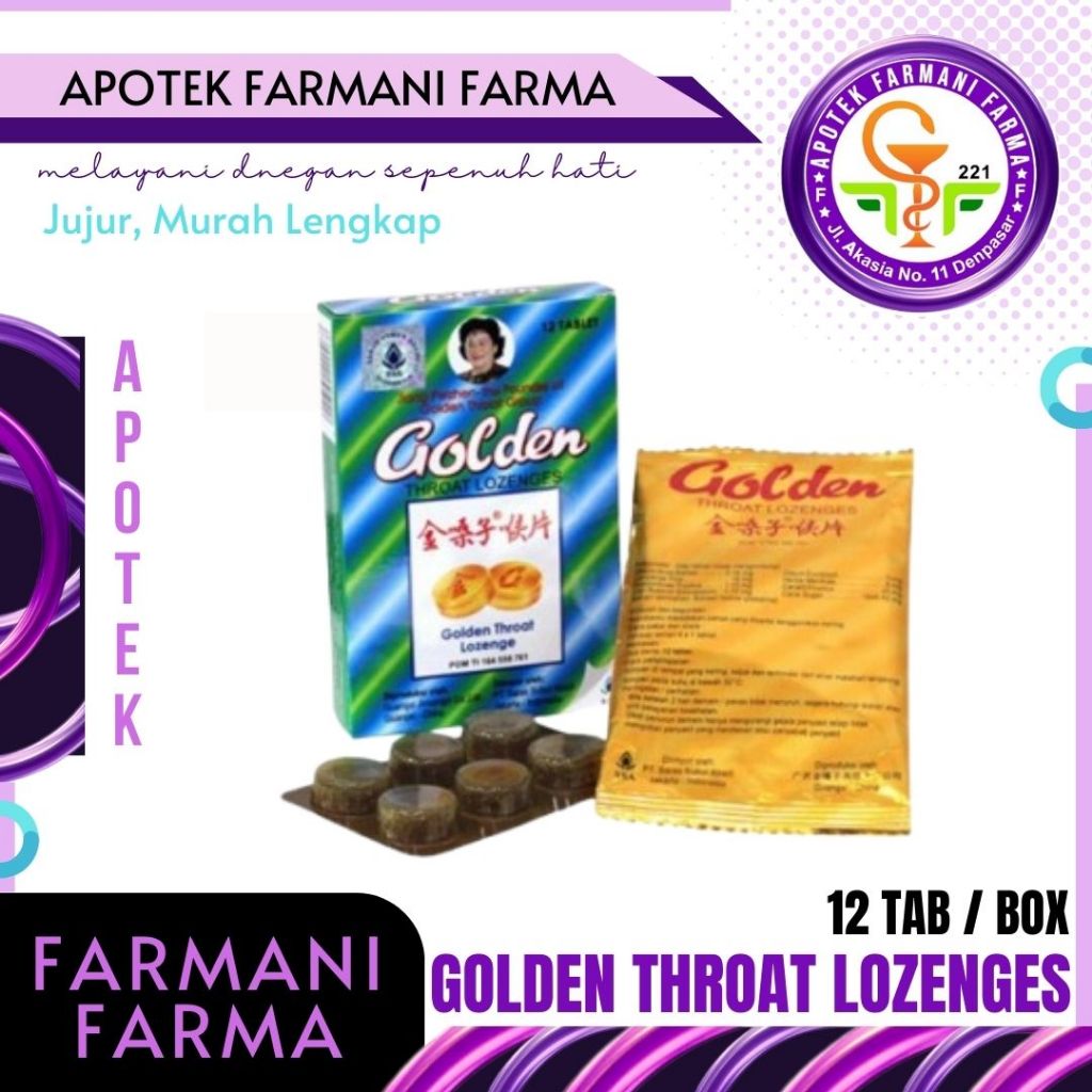 

GOLDEN THROAT LOZENGES 12S/PERMEN PELEGA TENGGOROKAN / SORE THROATH HERBAL CANDY