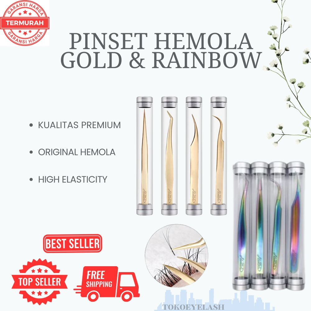 HEMOLA PINSET GOLD PINSET EYELASH EXTENSION GOOD QUALITY PINSET BULUMATA EYELASH