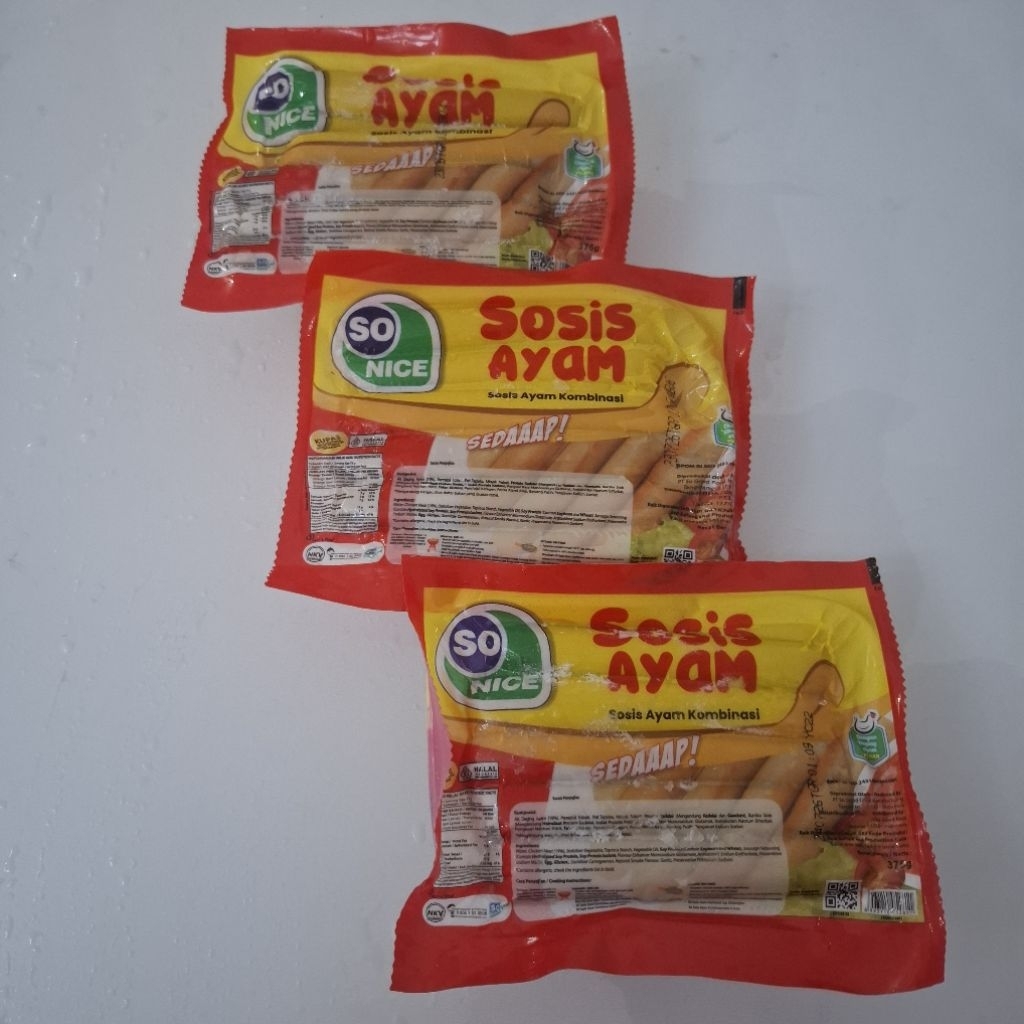 

So Nice Sosis Ayam Kombinasi 375gr/sosis ayam kombinasi sapi