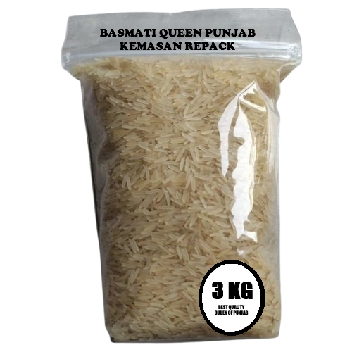 

Beras Basmati Queen Punjab Extra Long Grain XXL kemasan Repack 3 kg Basmati Rice