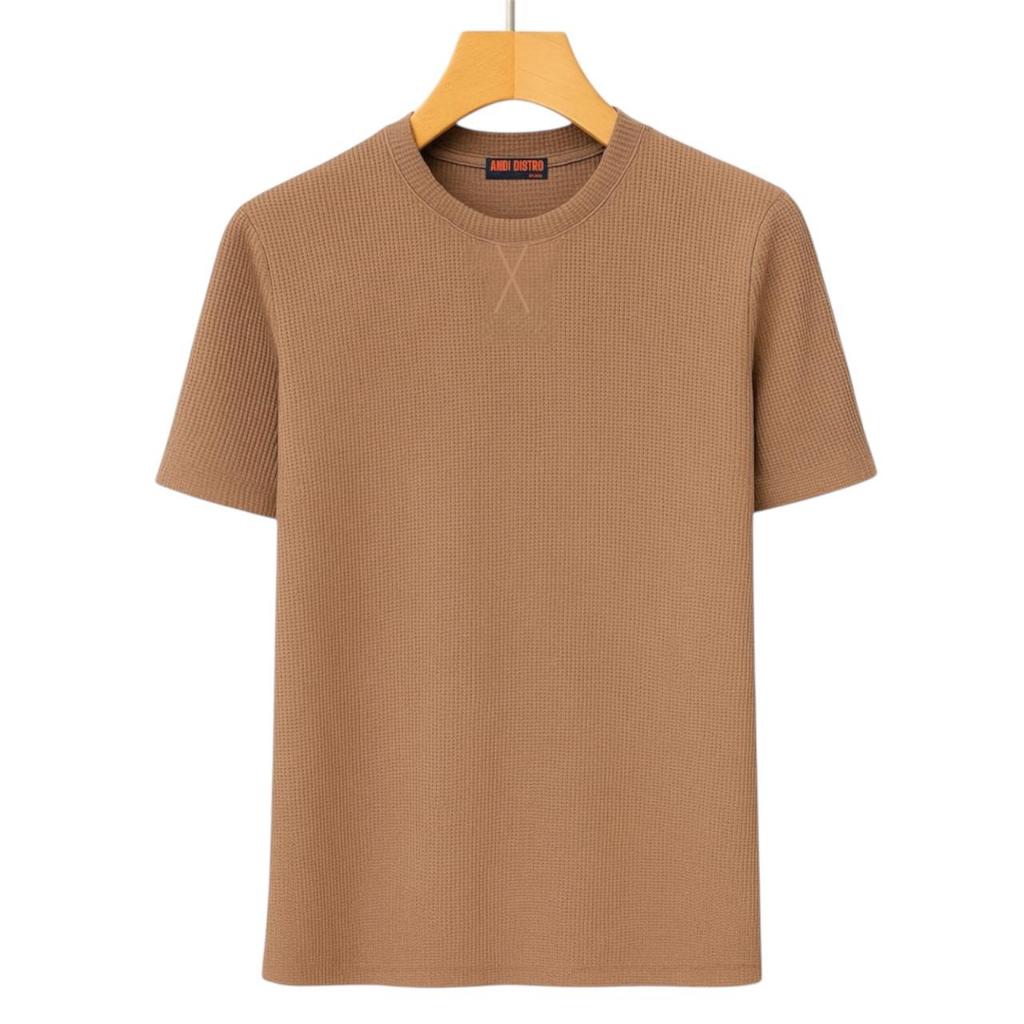 Kaos Knit Waffle Lengan Pendek - Kaos Knit Waffle Pria -Tshirt Knitwear Short Sleeve