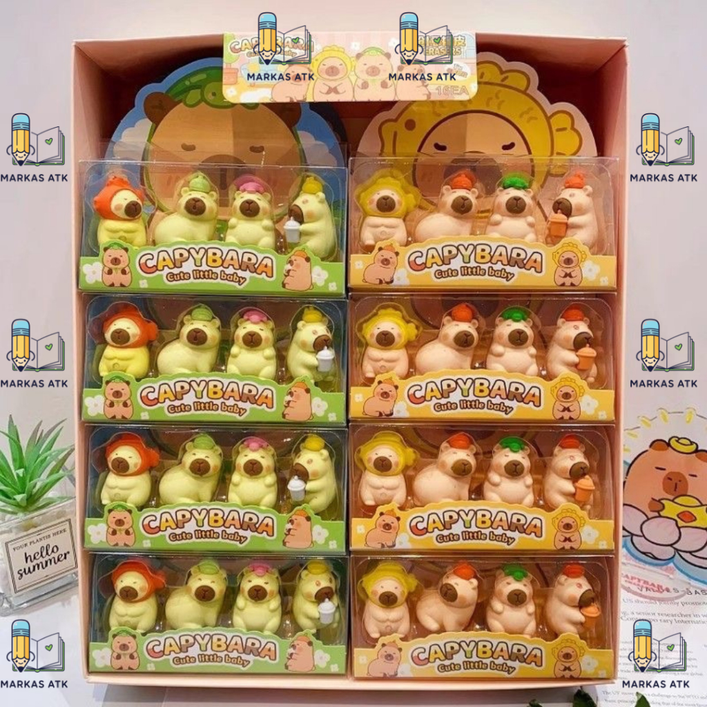 

Penghapus Capybara Masbro Viral 3D Set Isi 4pcs Kapibara Lucu Untuk Kado Hampers Souvenir Isian Goodie Bag Anak ATK Sekolah Murah COD