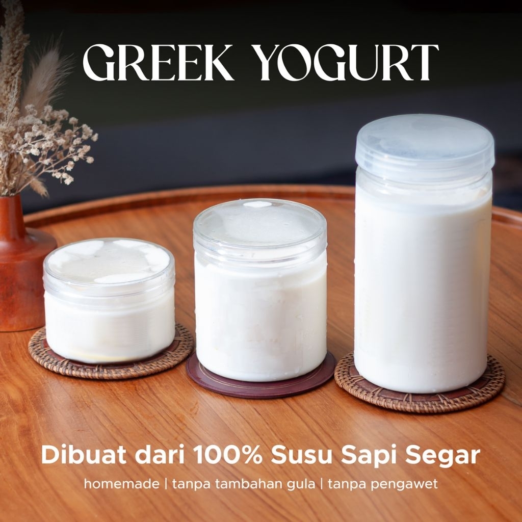 Greek Yogurt Plain Homemade | 100% Susu Sapi Segar | Tanpa Gula Tambahan | Tanpa Pengawet