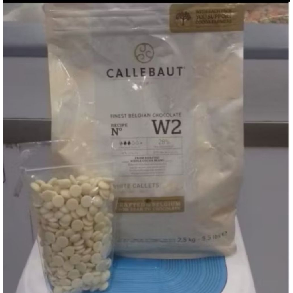 

Callebaut white callet 100g pack pouch transparan