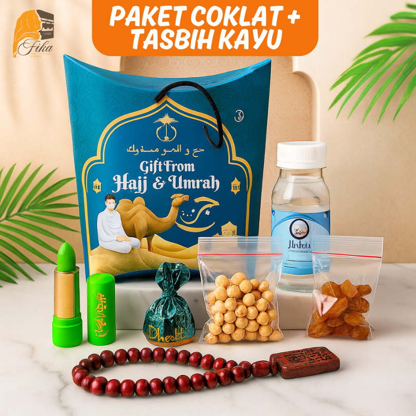 

Paket Oleh Oleh Haji dan Umroh Bingkisan From Hajj Coklat Turki dan Tasbih Kayu