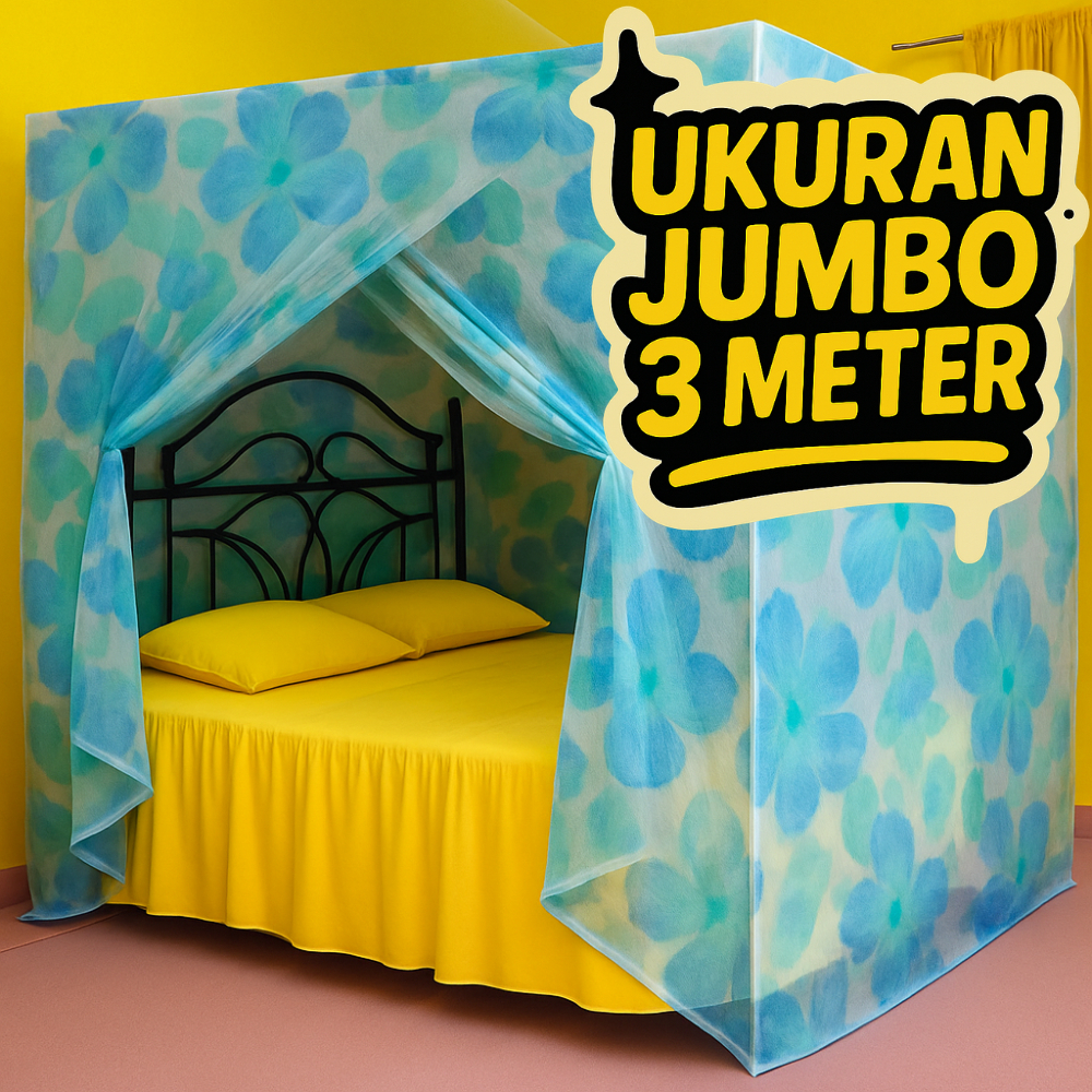 Kelambu Gantung Kotak Jumbo 300x200 200x200 180x200 Motif Bunga Anti Nyamuk Murah
