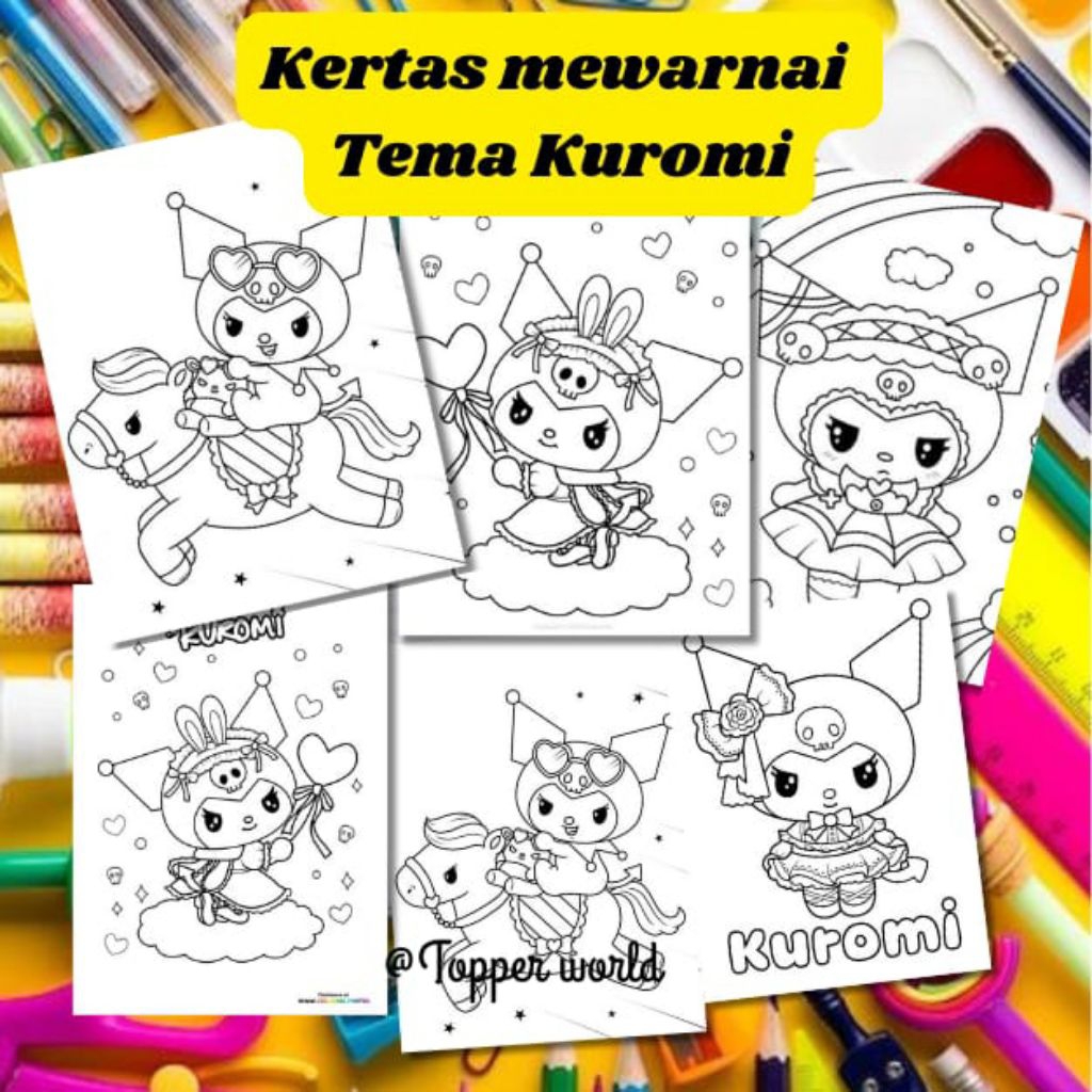 

20 LEMBAR KERTAS MEWARNAI ANAK TEMA KUROMI (READY LANGSUNG KIRIM)