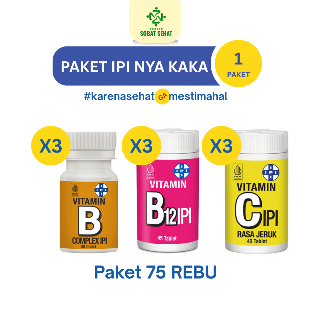Paket Bundling IPI 75RB – @3PC IPI B COMPLEX (80 TAB) + @3PC IPI B12  (45 TAB) + @3PC IPI C (45  TAB