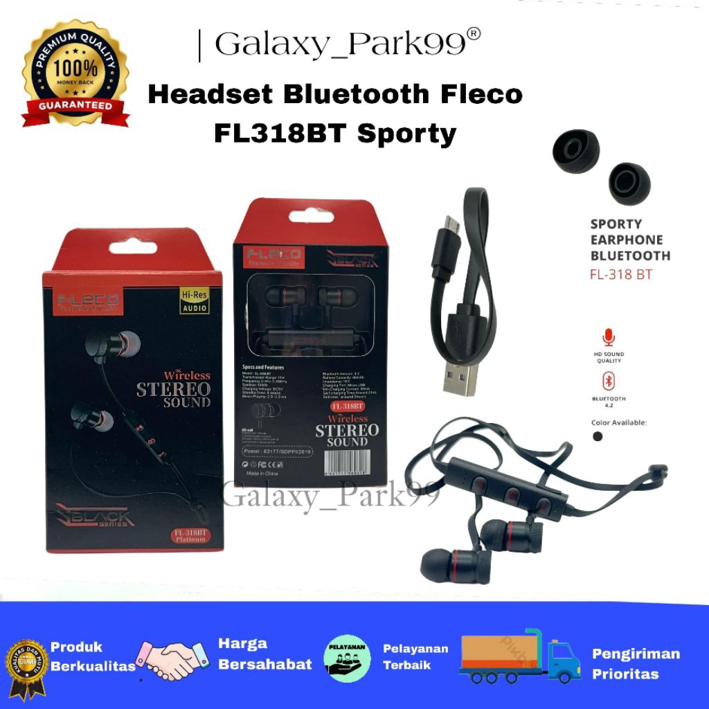 Headset Bluetooth Fleco FL318BT Sporty | Handsfree Bluetooth Sporty Fleco | Headset Wireless Sporty 