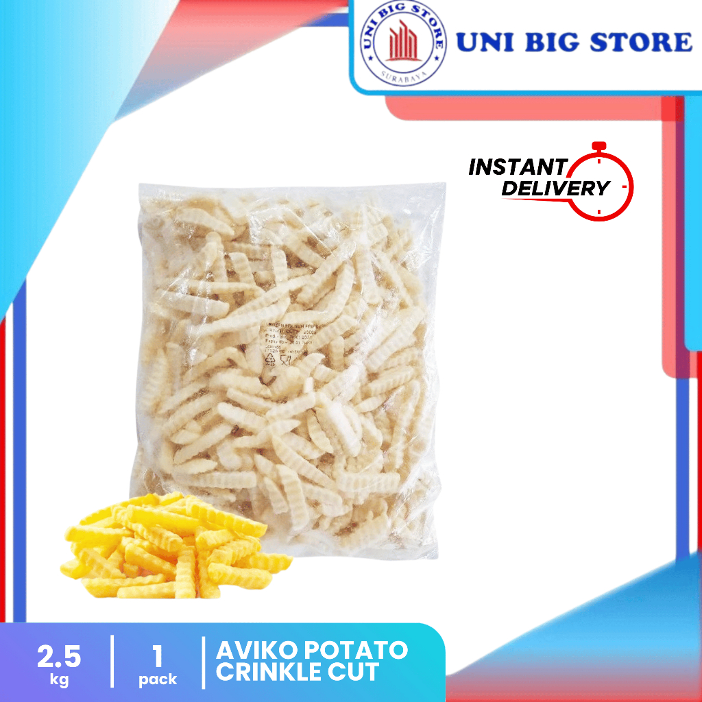 

Aviko Potato Crinkle Cut Kentang Goreng French Fries 2.5 Kg Kemasan Polos 500 gr