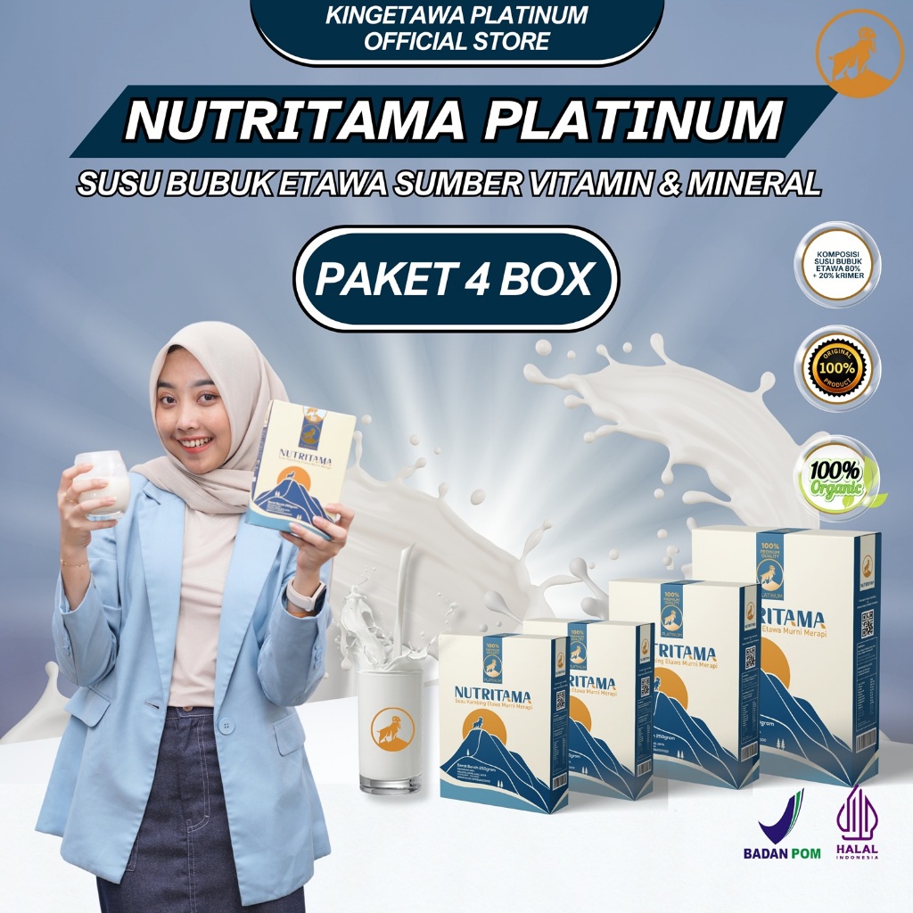 

Nutritama Platinum Susu Kambing Etawa Kemasan 250gram Paket 4 box