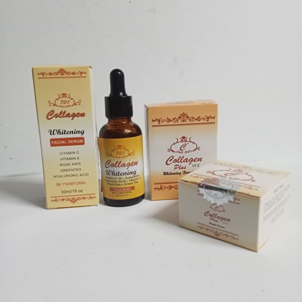 Paket Serum Collagen whitening - Cream malam holo silver