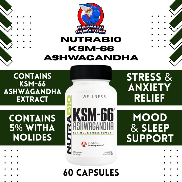 (PROMO) Nutrabio USA KSM-66 ASHWAGANDHA 600mg Stress Relief Support 60 Kapsul - Mood Testosterone Su