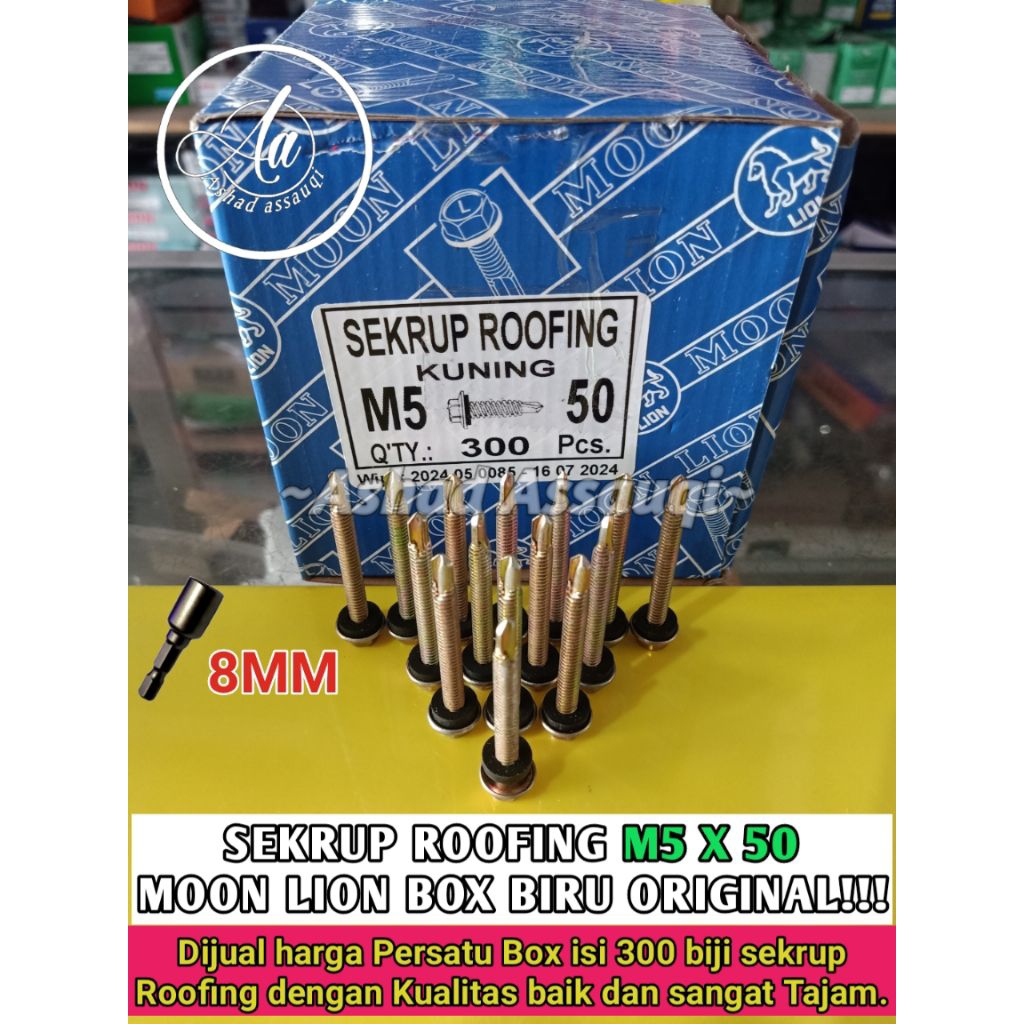 SEKRUP ROOFING KUNING M5 X 50 MOON LION