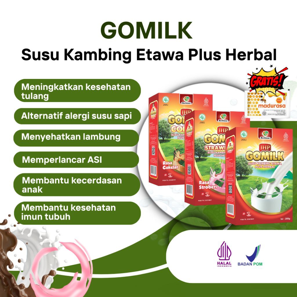 

Gomilk Susu Kambing Etawa Plus Herbal Kemasan 200 Gram