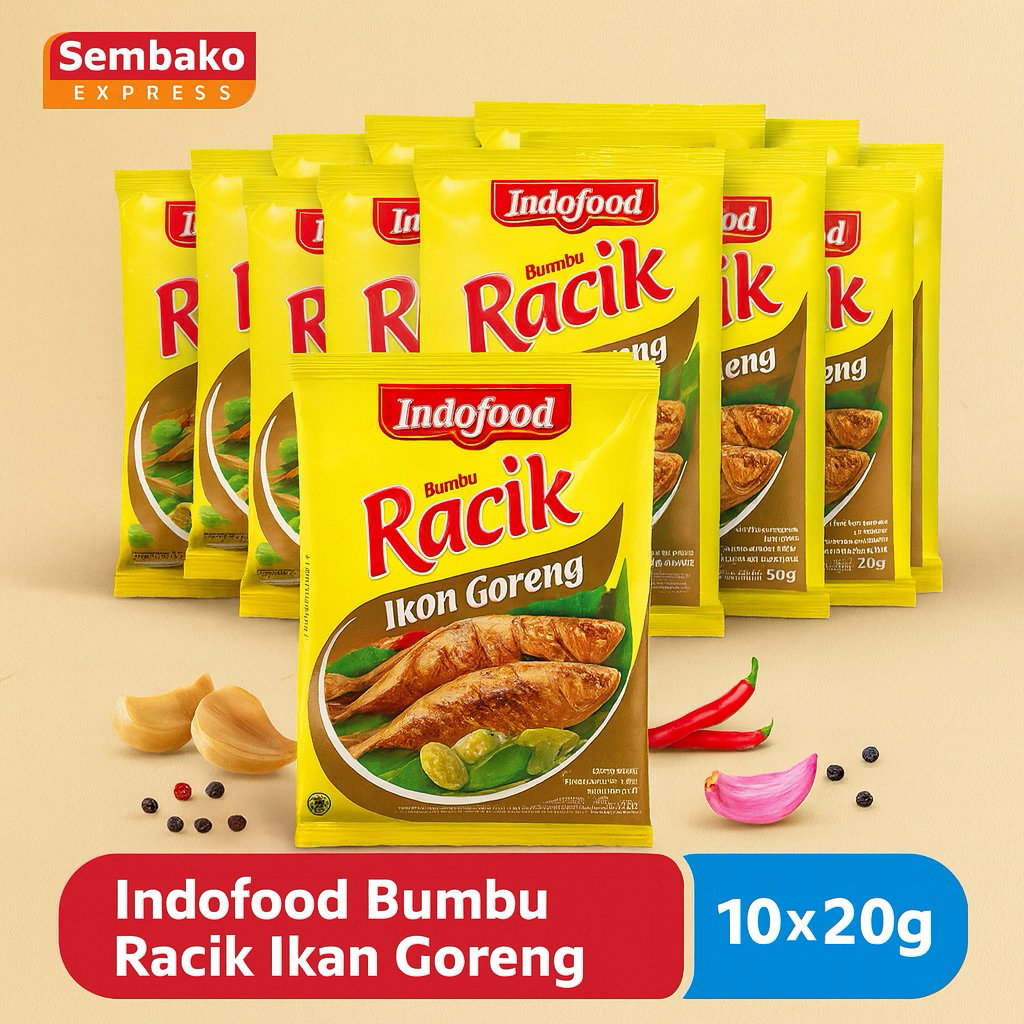 

Indofood Bumbu Racik Ikan Goreng Renceng 10 x 20g – Bumbu Praktis untuk Ikan Goreng Renyah dan Gurih