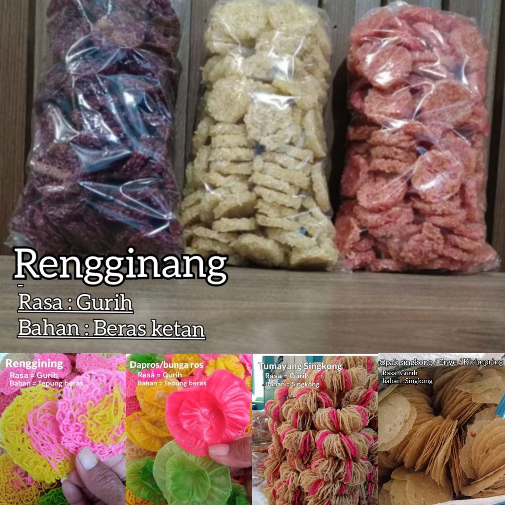 

Opak singkong | Enye | kicimpring | Rengginang | Renggining | Dapros | Tumayang