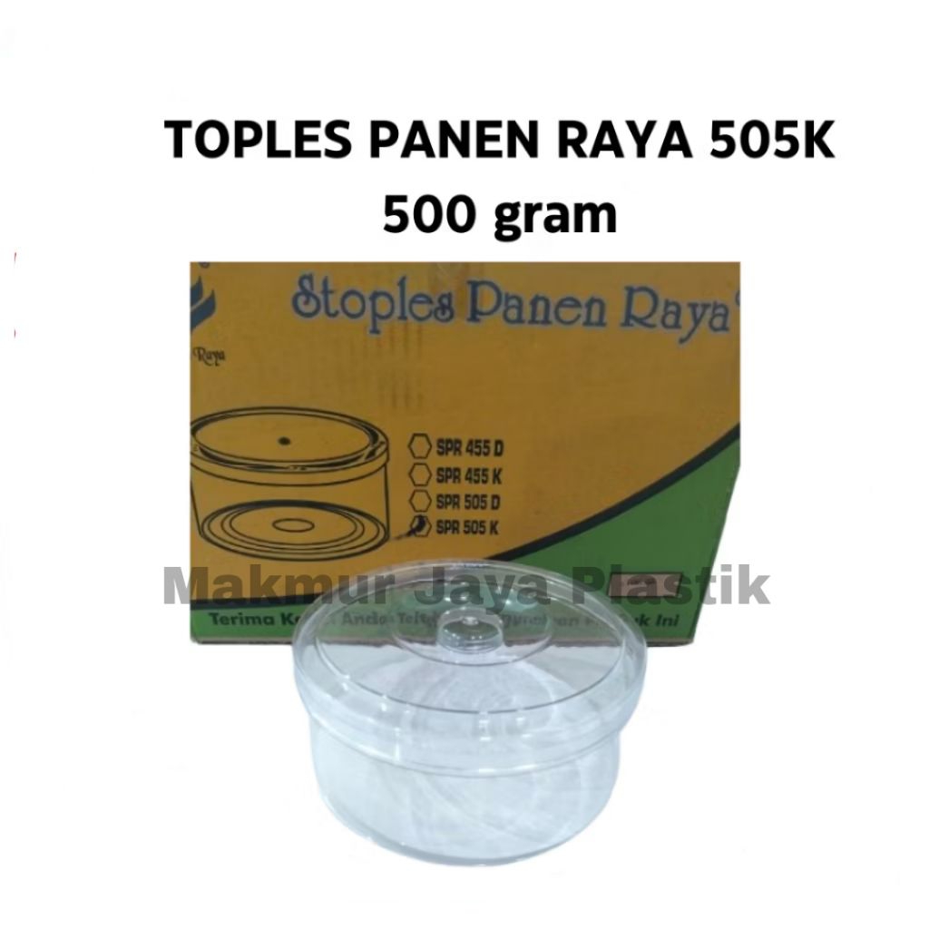 (1 Lusin) Toples Panen Raya 505K 500 gram/Toples Kue Kering 500 gr/Toples Bulat Bening/Toples Nastar