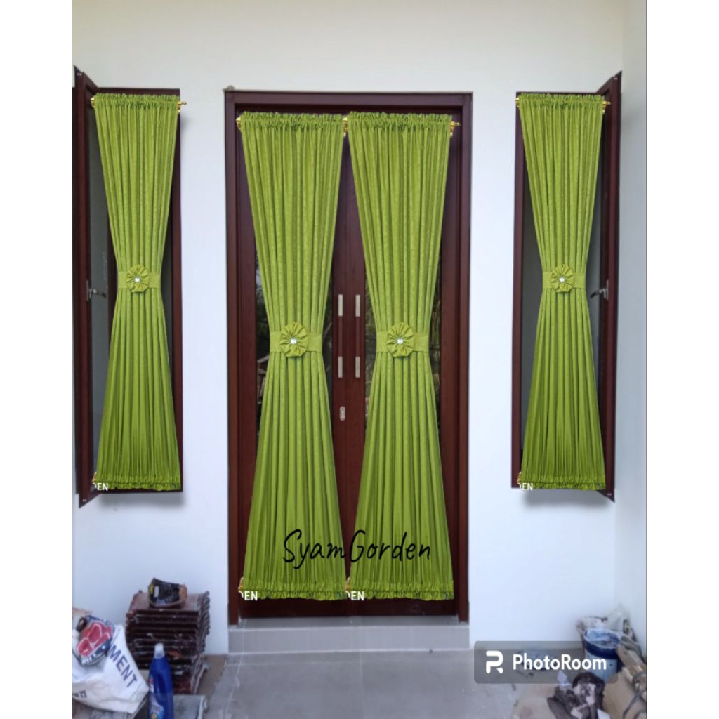 Gorden Jendela Minimalis murah/ Gorden Pita terbaru / gorden polos kekinian murah motif polos green 