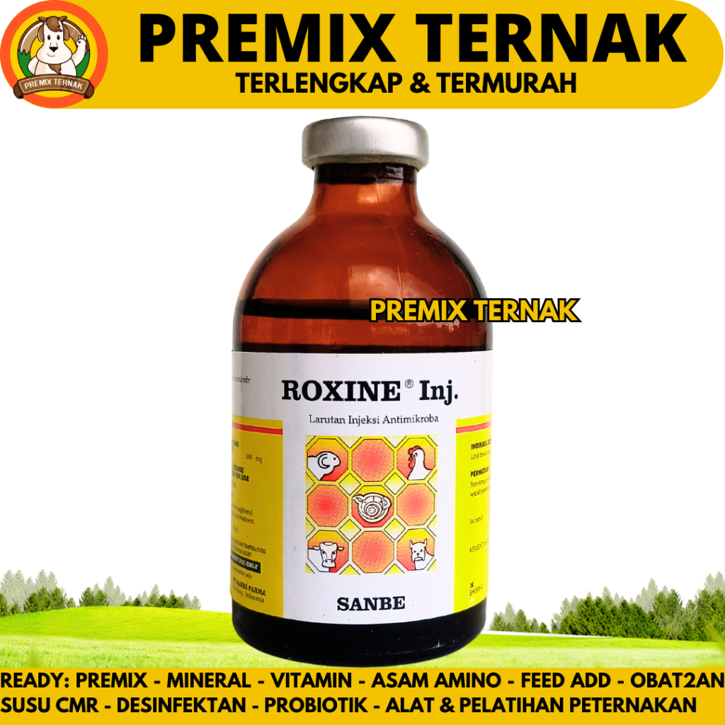 ROXINE 50ML - Obat Hewan Infeksi Pernafasan Ngorok CRD Ternak Sapi Kambing Ayam Unggas Babi
