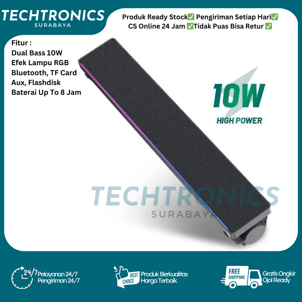 ROBOT RB680 Speaker Bluetooth ORIGINAL Rgb Lightshow Soundbar Speaker 10W Subwoofer