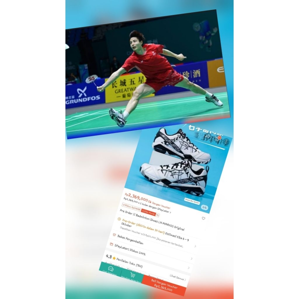 sepatu badminton bekas second