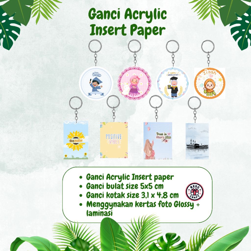 Gantungan Kunci Akrilik Insert Paper