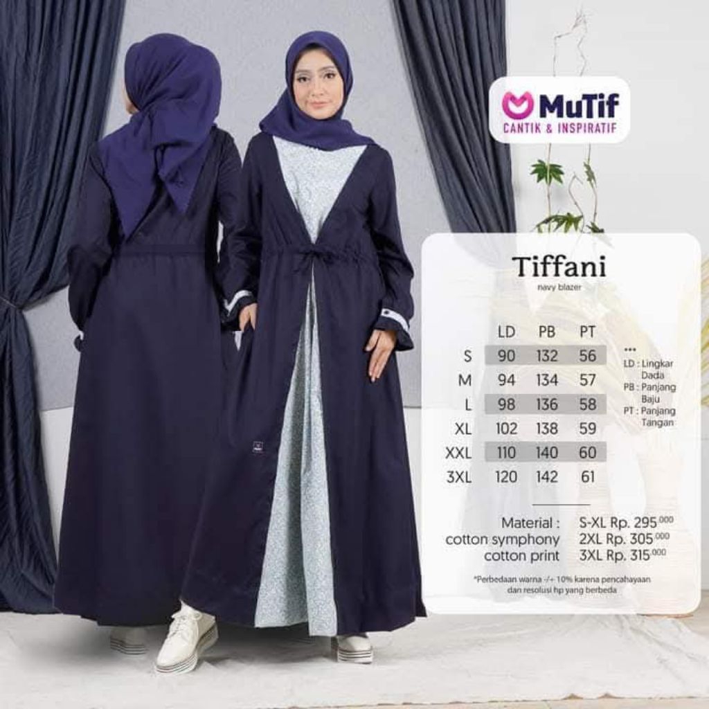 Mutif tiffany navy / Gamis dewasa / Gamis Mutif