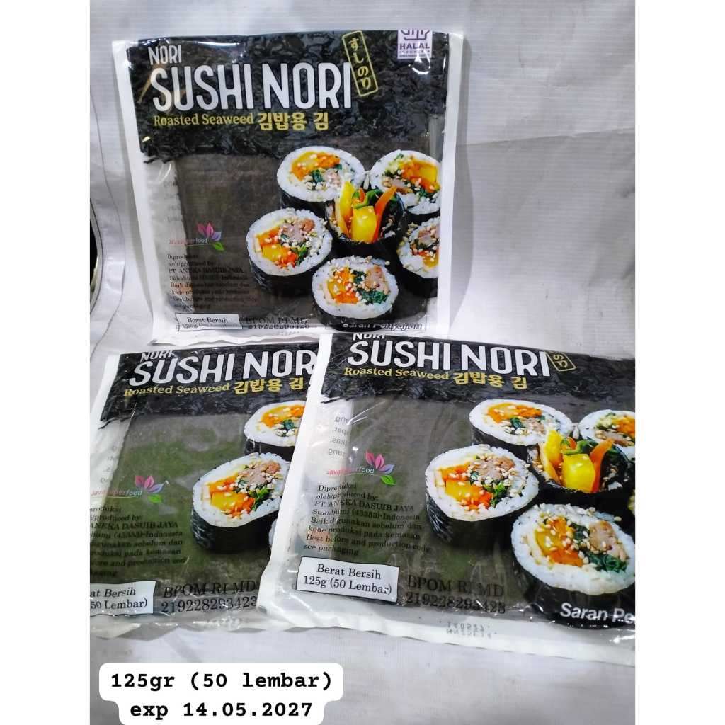 

Sushi Nori HALAL Seaweed 50 Lembar Rumput Laut Sushi Untuk Kimbab/ Gimbab