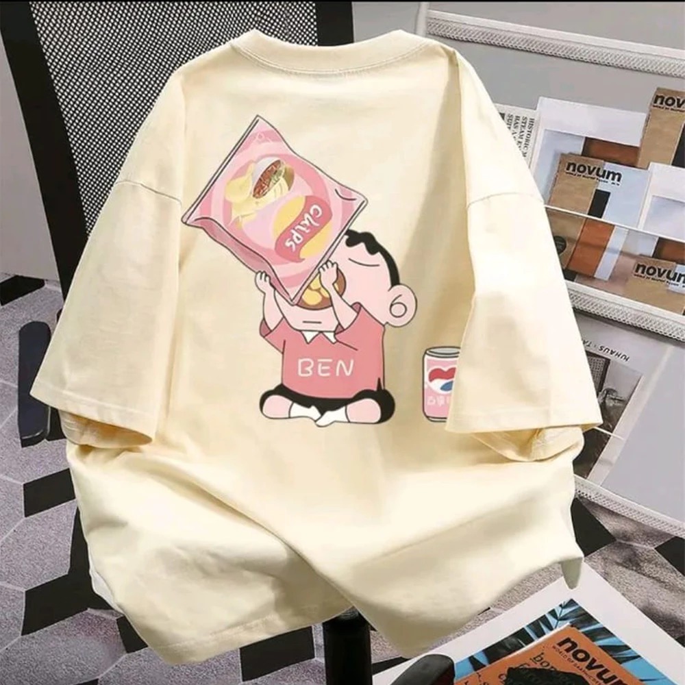 YSMYID Kaos Wanita Baju Korean Style T-shirt Kaos Cewek Motif Shincan Lucu Wanita Remaja Dewasa Atas