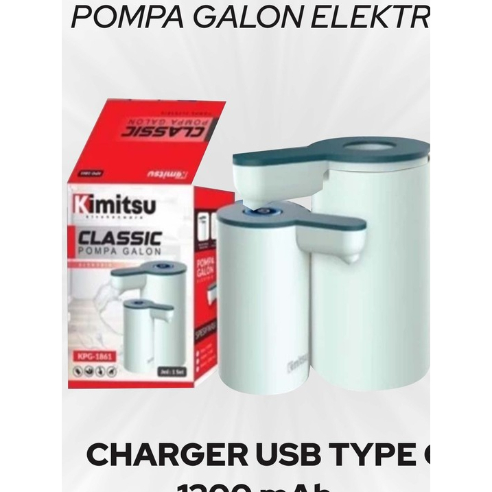 KIMITSU POMPA AIR GALON ELEKTRIK USB TYPE-C / POMPA AIR MINUM ELEKTRIK CHARGER TYPE C