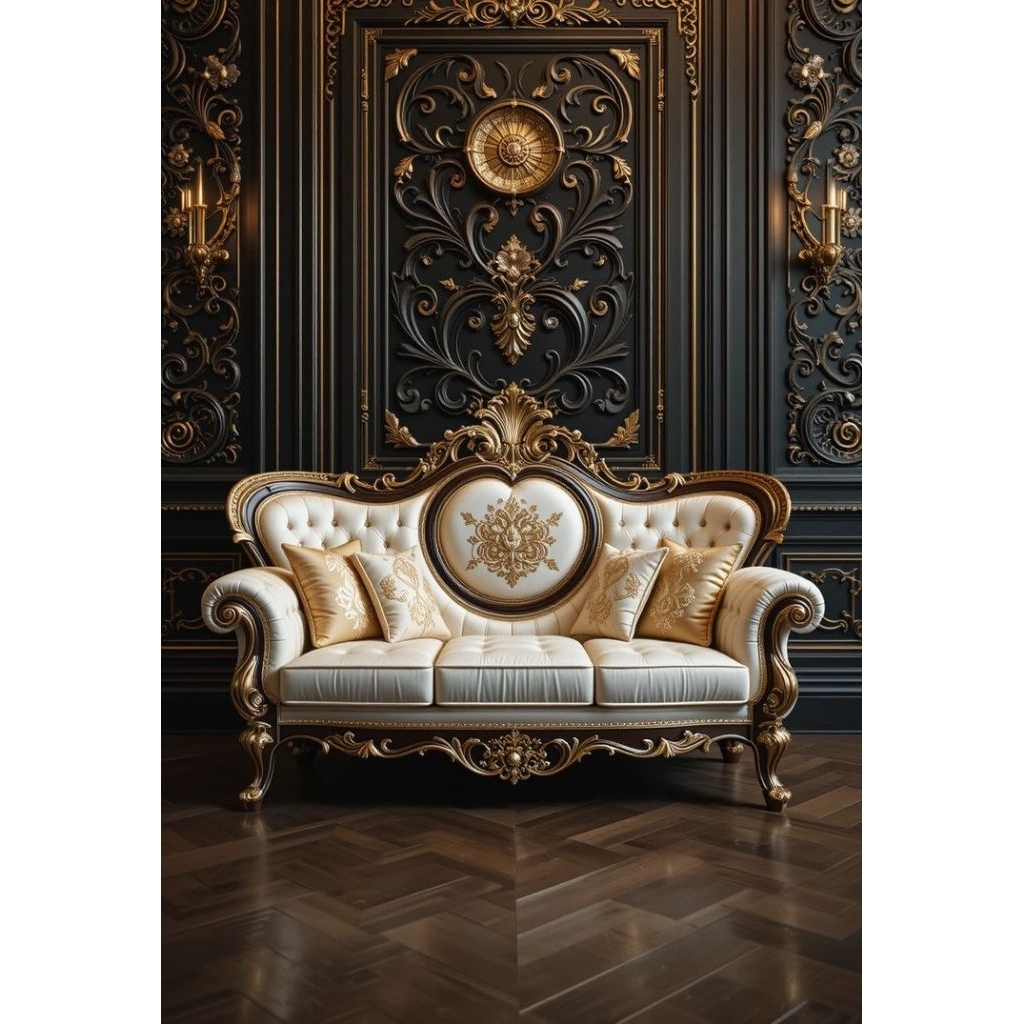 Sofa Mewah Ukiran Jepara 3 Dudukan Kayu Jati Klasik – Kursi Tamu Elegan Jok Bludru Premium