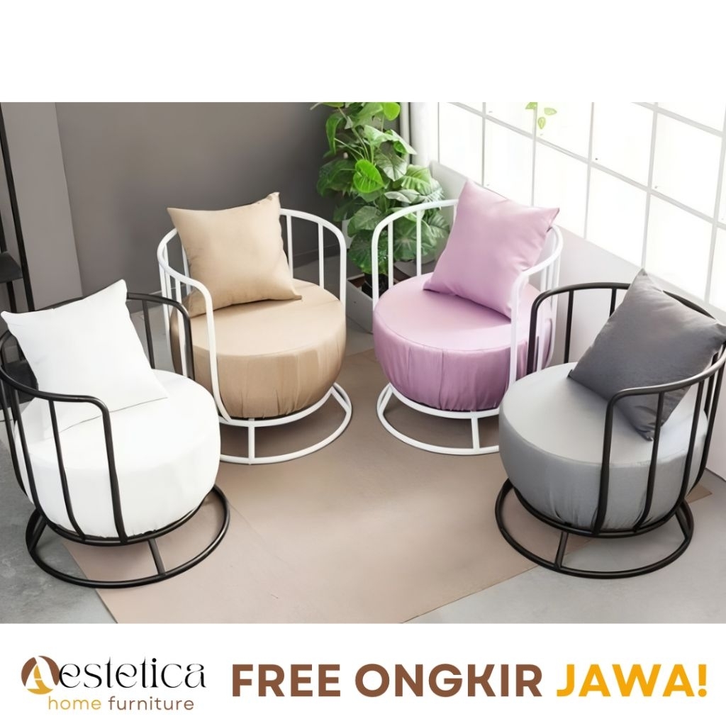 (FREE ONGKIR JAWA) KURSI SINGLE ALUMINIUM/ KURSI ALUMUNIUM BULAT By Aestetica Furniture Surabaya