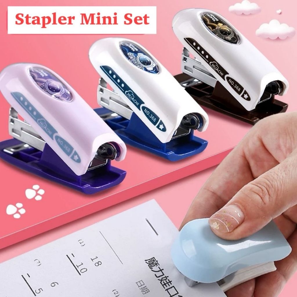 

(PG012) Astronaut stapler set | Hektar hekter staples buku stapler mini astronot / jilid penjilid buku / stepler kantor sekolah