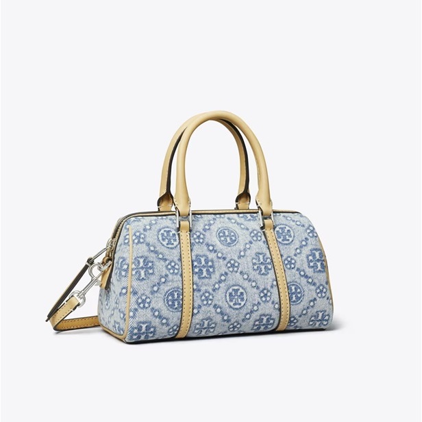 Tas Boston Bowling Branded TB T Monogram denim Petite Barrel Bag