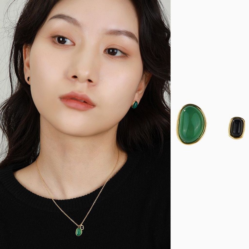 Anting sumpel titanium giok hijau