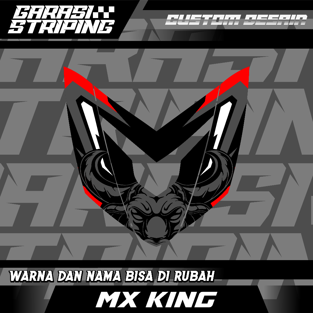 STRIPING DADA CUSTOM VARIASI TRANSPARAN MX KING Y15ZR  STICKER VARIASI MOTIF TERBARU KEREN ABU HITAM